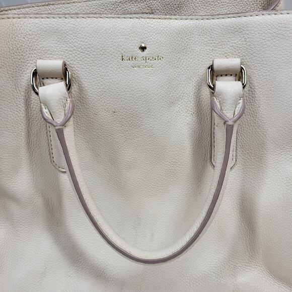 Kate Spade Larchmont Ave Evangelie Satchel Cream‎ Pebbled Leather Crossbody Bag - Picture 14 of 16